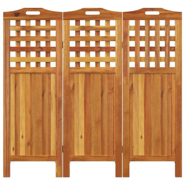 vidaXL 3-panels rumdeler 121,5x2x115 cm massivt akacietræ