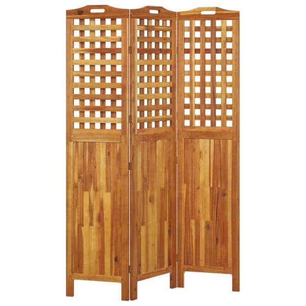 vidaXL 3-panels rumdeler 121,5x2x180 cm massivt akacietræ
