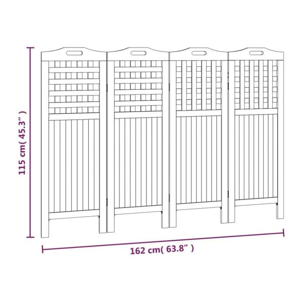 vidaXL 4-panels rumdeler 162x2x115 cm massivt akacietræ