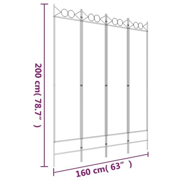 vidaXL Rumsavdelare 4 paneler antracit 160x200 cm tyg