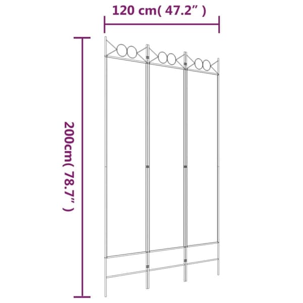 vidaXL Rumsavdelare 3 paneler 120x200 cm svart tyg