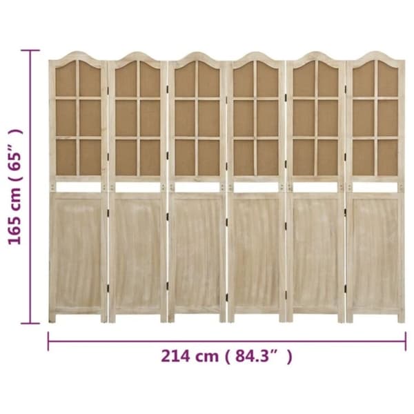 vidaXL Romdeler 6 paneler brun 214x165 cm stoff