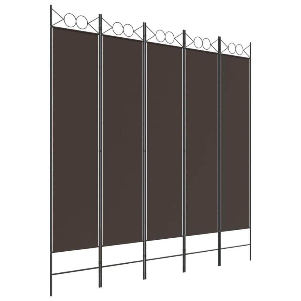 vidaXL Rumsavdelare 5 paneler brun 200x200 cm tyg