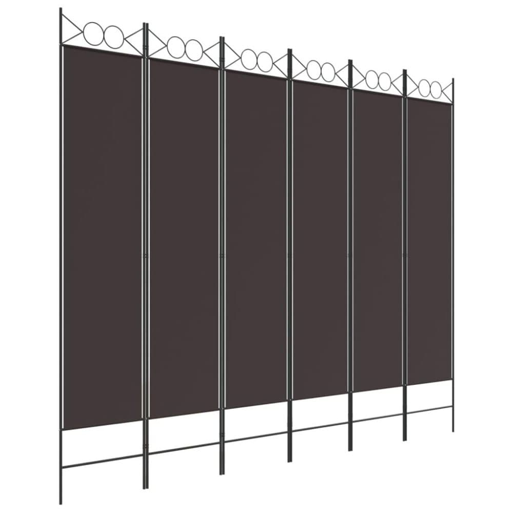 vidaXL Rumsavdelare 6 paneler brun 240x200 cm tyg