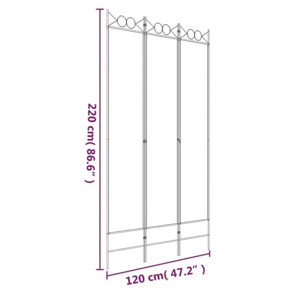 vidaXL Romdeler 3 paneler hvit 120x220 cm stoff
