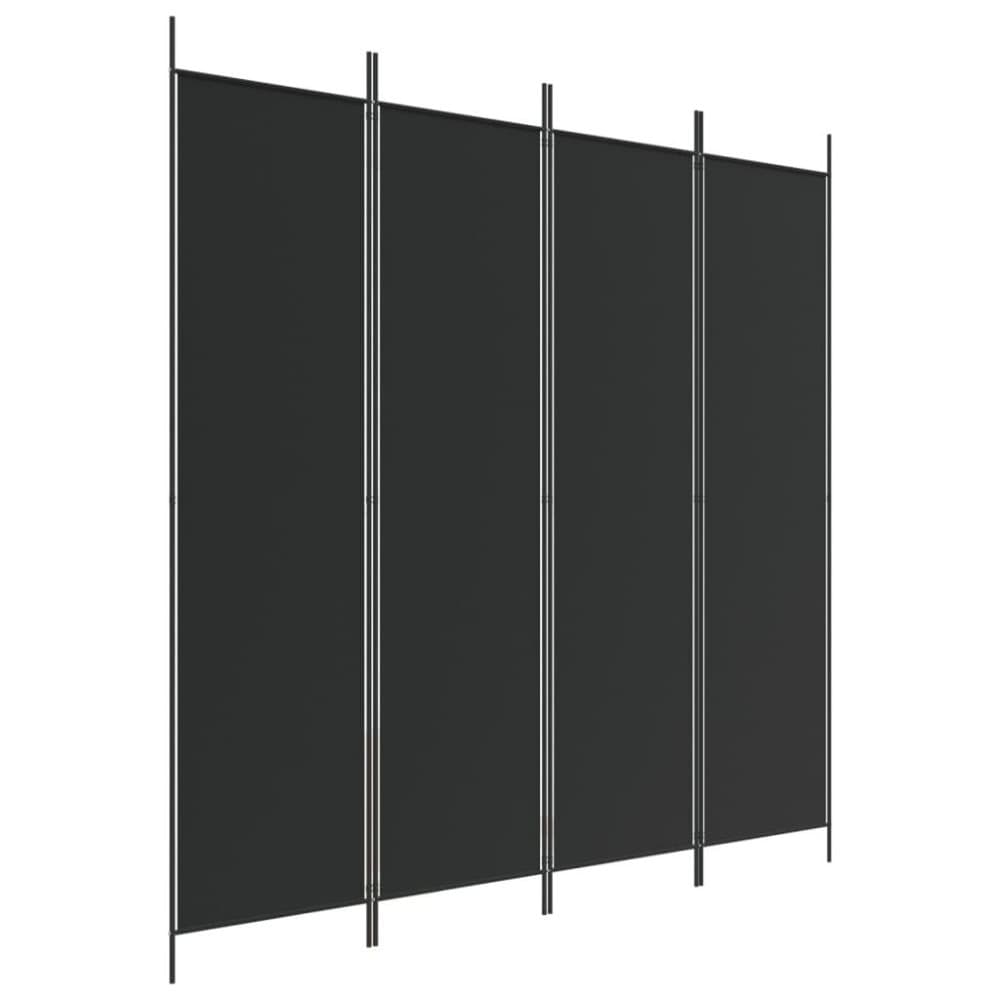 vidaXL Rumsavdelare 4 paneler svart 200x200 cm tyg