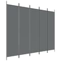 Miniatyrbild 1 av 8: vidaXL Rumsavdelare 5 paneler antracit 250x200 cm tyg