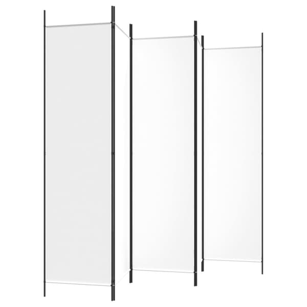vidaXL Romdeler med 5 paneler hvit 250x200 cm stoff