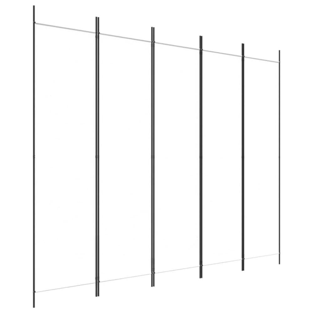 vidaXL Rumsavdelare 5 paneler vit 250x200 cm tyg