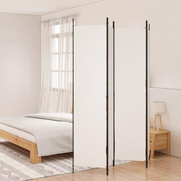 vidaXL Romdeler 4 paneler hvit 200x220 cm stoff