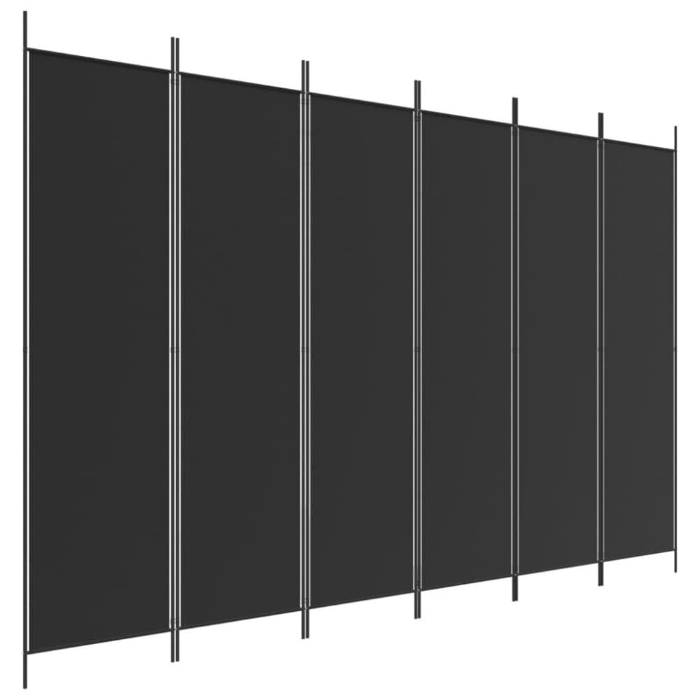 vidaXL Rumsavdelare 6 paneler svart 300x200 cm tyg