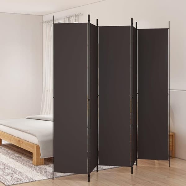 vidaXL Romdeler 5 paneler brun 250x220 cm stoff