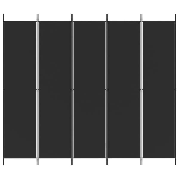 vidaXL Romdeler 5 paneler svart 250x220 cm stoff