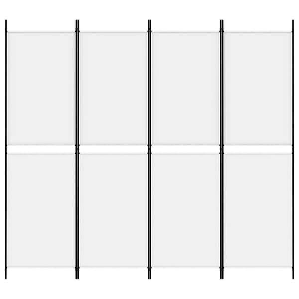 vidaXL Romdeler 4 paneler hvit 200x180 cm stoff