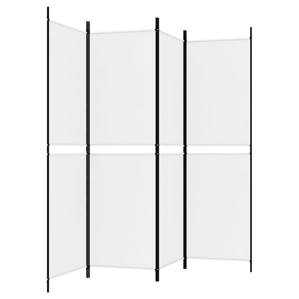 vidaXL Romdeler 4 paneler hvit 200x180 cm stoff