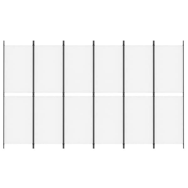 vidaXL Romdeler med 6 paneler hvit 300x180 cm stoff