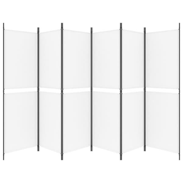 vidaXL Romdeler med 6 paneler hvit 300x180 cm stoff