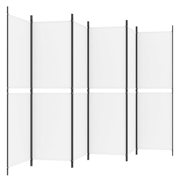 vidaXL Romdeler med 6 paneler hvit 300x180 cm stoff