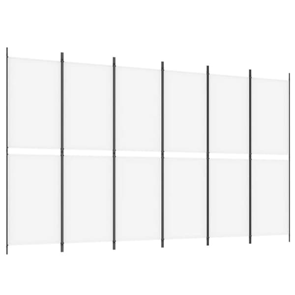 vidaXL Romdeler med 6 paneler hvit 300x180 cm stoff