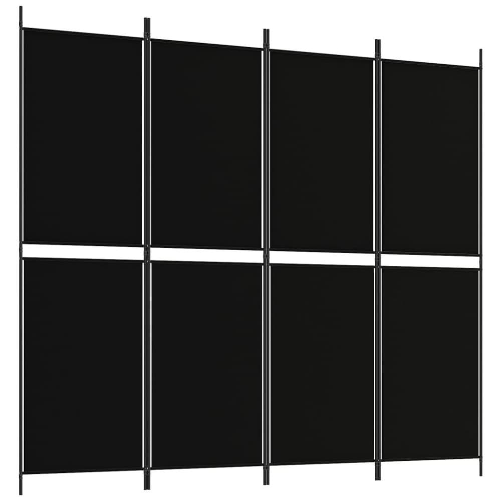 vidaXL Rumsavdelare 4 paneler svart 200x180 cm tyg