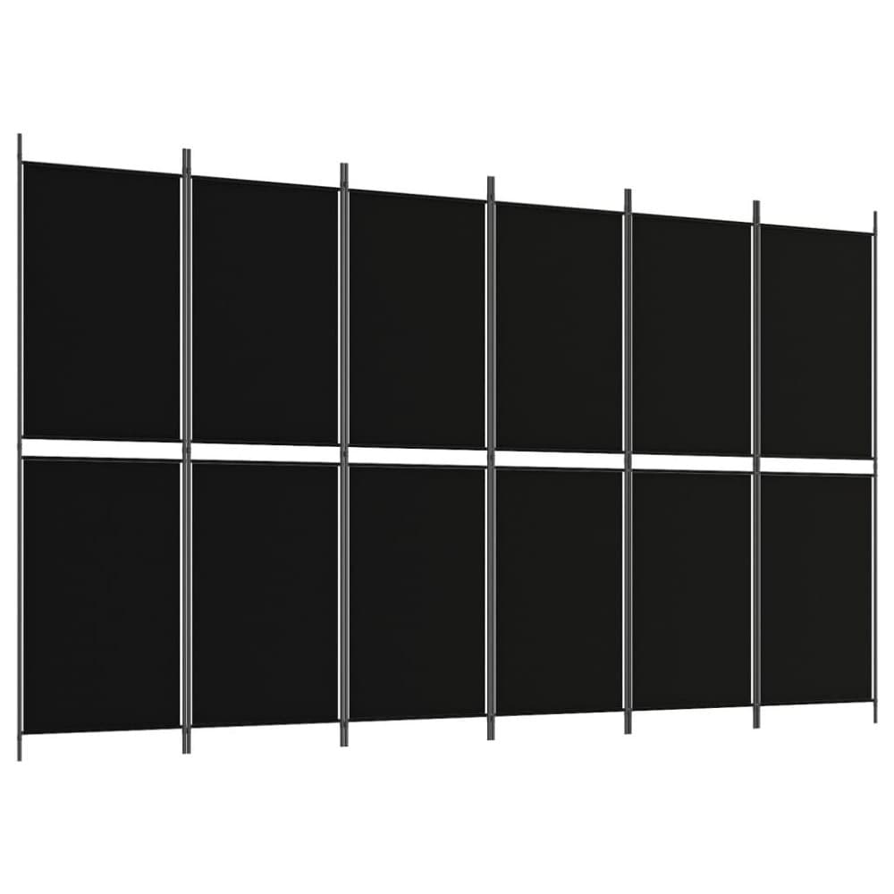 vidaXL Rumsavdelare 6 paneler svart 300x180 cm tyg