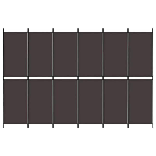 vidaXL Romdeler 6 paneler brun 300x200 cm stoff