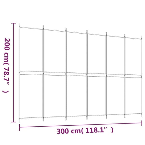 vidaXL Romdeler 6 paneler brun 300x200 cm stoff
