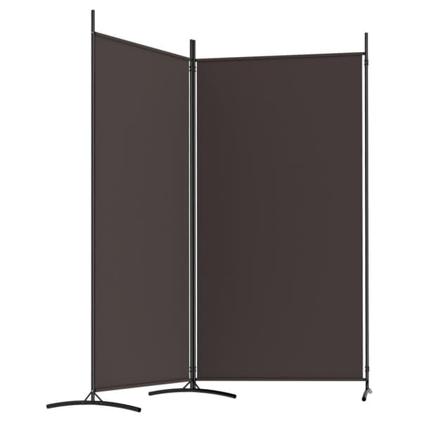 vidaXL Romdeler med 2 paneler brun 175x180 cm stoff