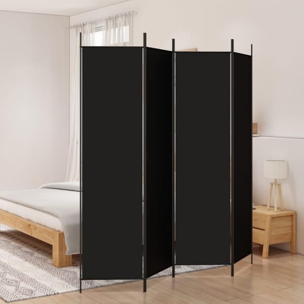 vidaXL 4-panels rumdeler 200x200 cm stof sort