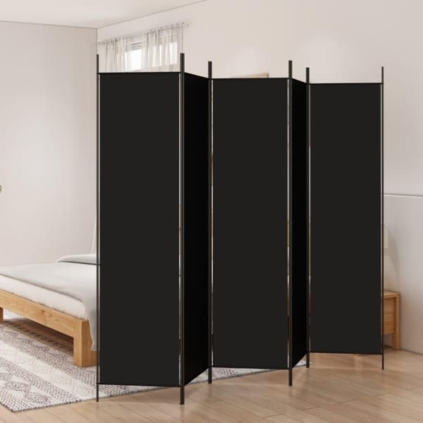 vidaXL 5-panels rumdeler 250x200 cm stof sort