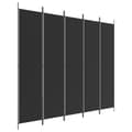 Miniatyrbillede 1 af 8: vidaXL 5-panels rumdeler 250x220 cm stof sort
