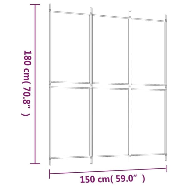 vidaXL 3-panels rumdeler 150x180 cm stof hvid