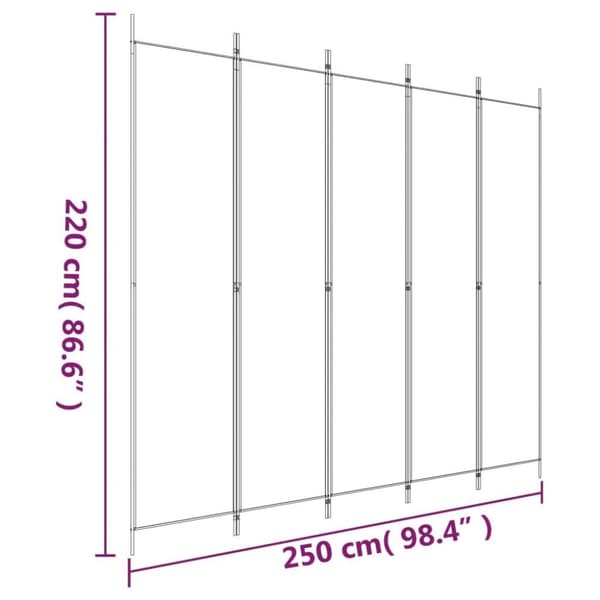 vidaXL 5-panels rumdeler 250x220 cm stof antracitgrå