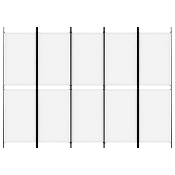 vidaXL 5-panels rumdeler 250x180 cm stof hvid