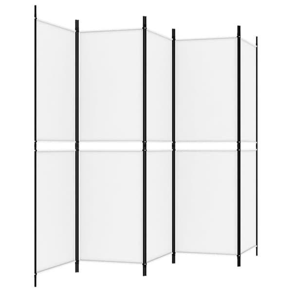 vidaXL 5-panels rumdeler 250x180 cm stof hvid