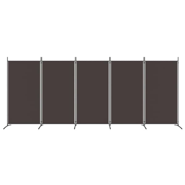 vidaXL Romdeler med 5 paneler brun 433x180 cm stoff
