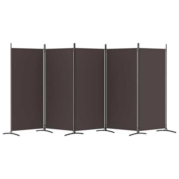vidaXL Romdeler med 5 paneler brun 433x180 cm stoff