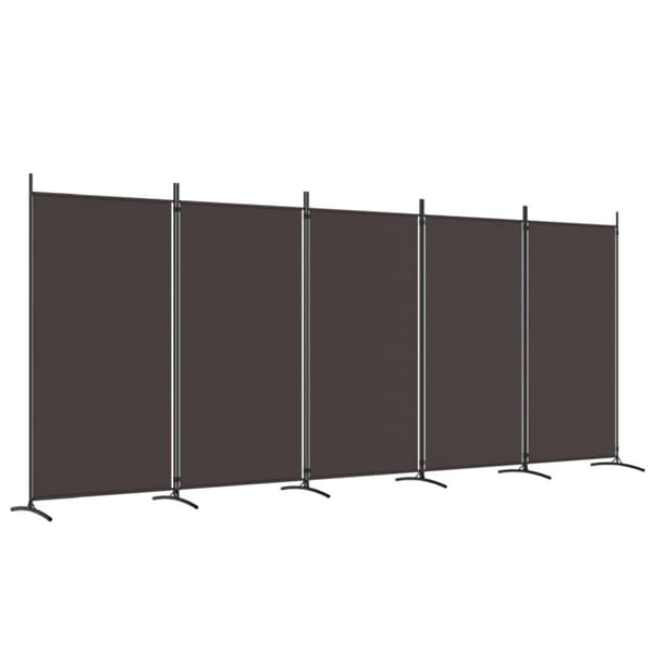 vidaXL Romdeler med 5 paneler brun 433x180 cm stoff