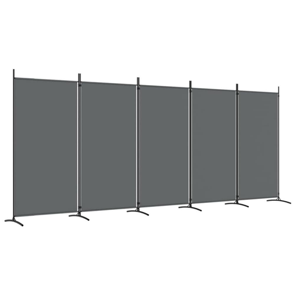 vidaXL Rumsavdelare 5 paneler antracit 433x180 cm tyg