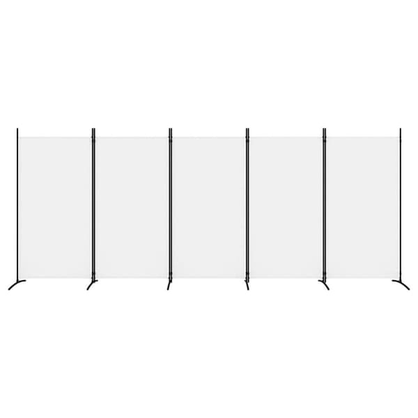 vidaXL Romdeler med 5 paneler hvit 433x180 cm stoff