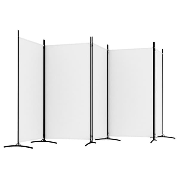 vidaXL Romdeler med 5 paneler hvit 433x180 cm stoff