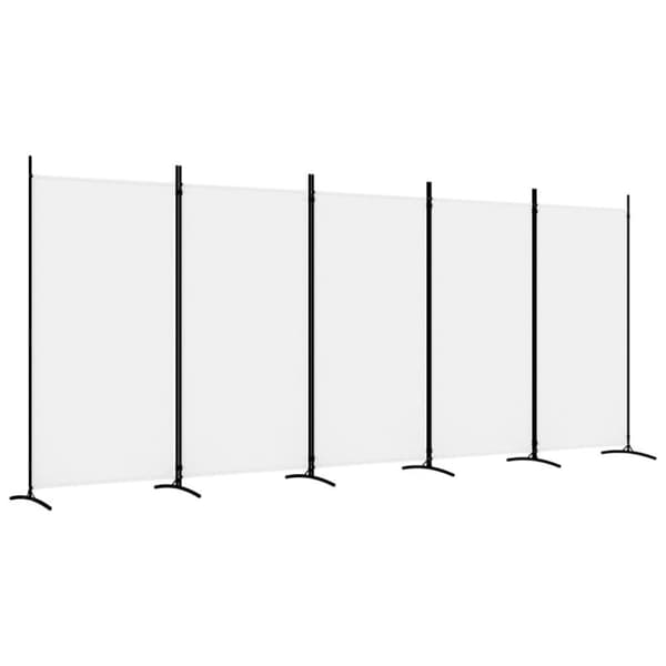 vidaXL Romdeler med 5 paneler hvit 433x180 cm stoff