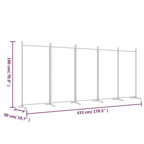 vidaXL 5-panels rumdeler 433x180 cm stof antracitgrå