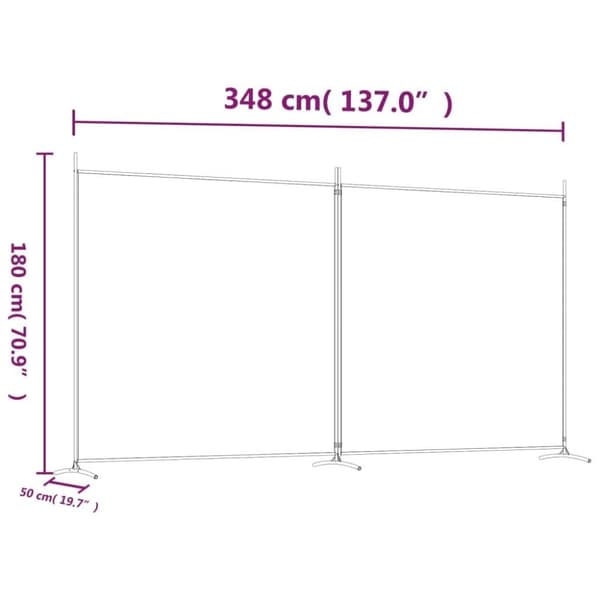 vidaXL Romdeler med 2 paneler brun 348x180 cm stoff
