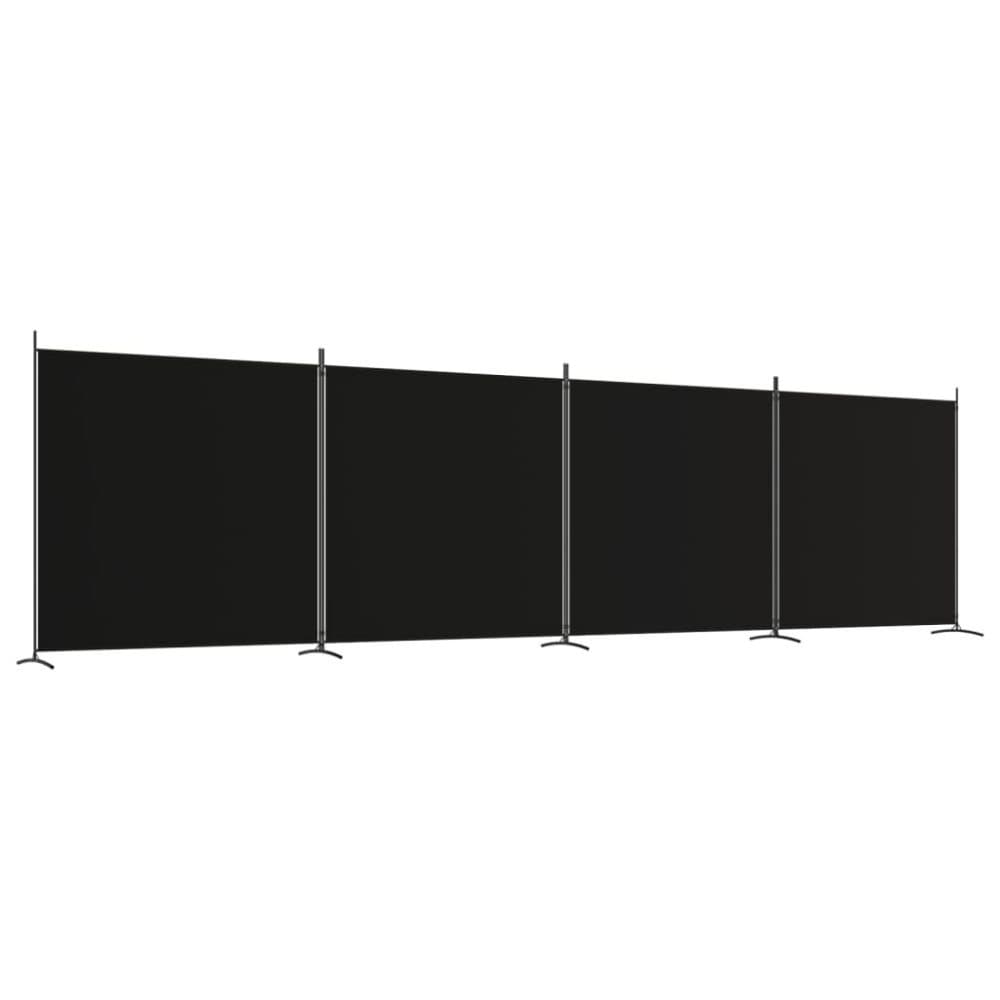 vidaXL Rumsavdelare 4 paneler svart 698x180 cm tyg