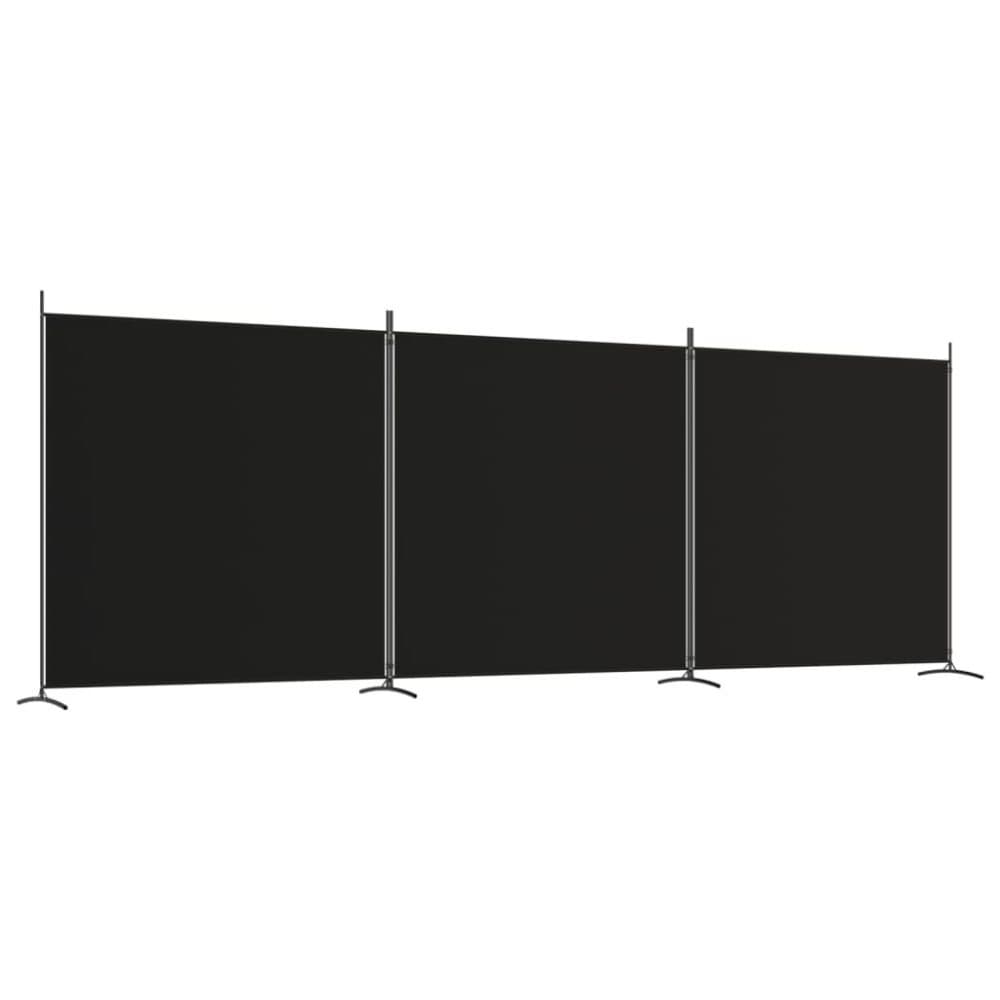 vidaXL Rumsavdelare 3 paneler svart 525x180 cm tyg