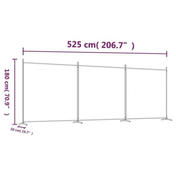 vidaXL Romdeler 3 paneler brun 525x180 cm stoff