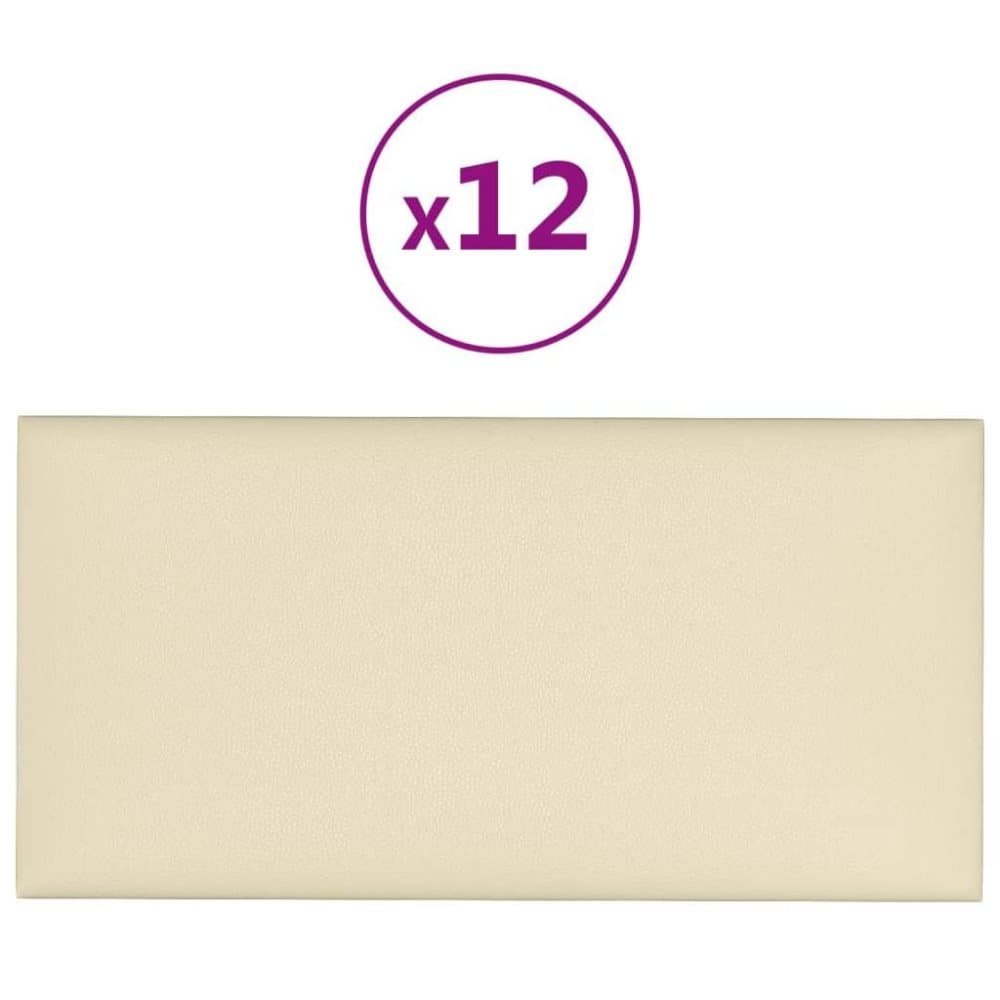 vidaXL Väggpaneler 12 st gräddvit 30x15 cm konstläder 0,54 m²