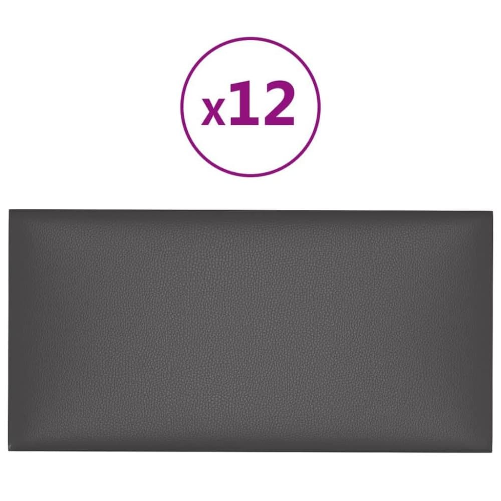 vidaXL Väggpaneler 12 st grå 30x15 cm konstläder 0,54 m²