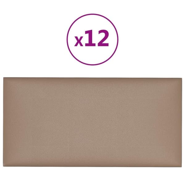 vidaXL Väggpaneler 12 st cappuccino 30x15 cm konstläder 0,54 m²